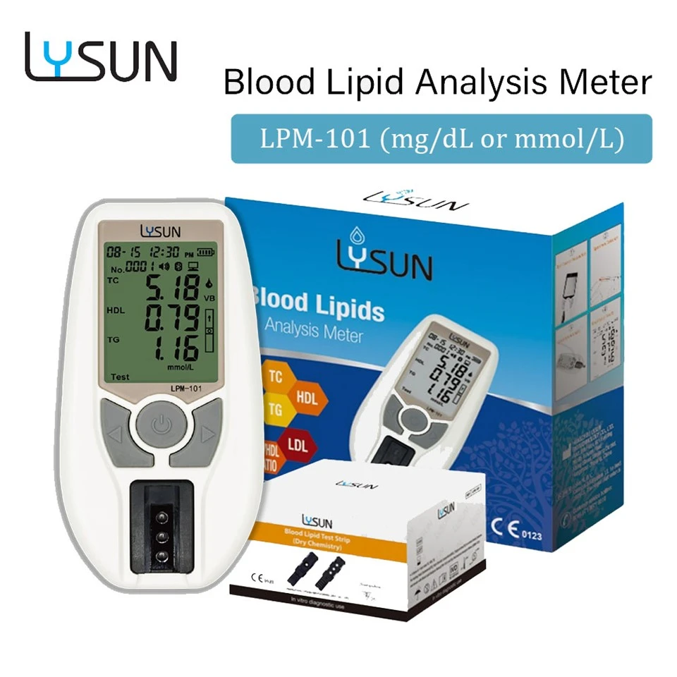 Máy đo phân tích lipid máu có thể tùy chỉnh Lysun Bộ kiểm tra máy đo cholesterol 3 trong 1