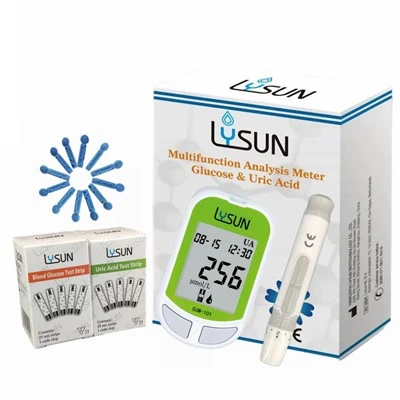 Máy đo đường glucose trong máu di động Máy đo glucose axit uric với dải chăm sóc tại nhà lâm sàng